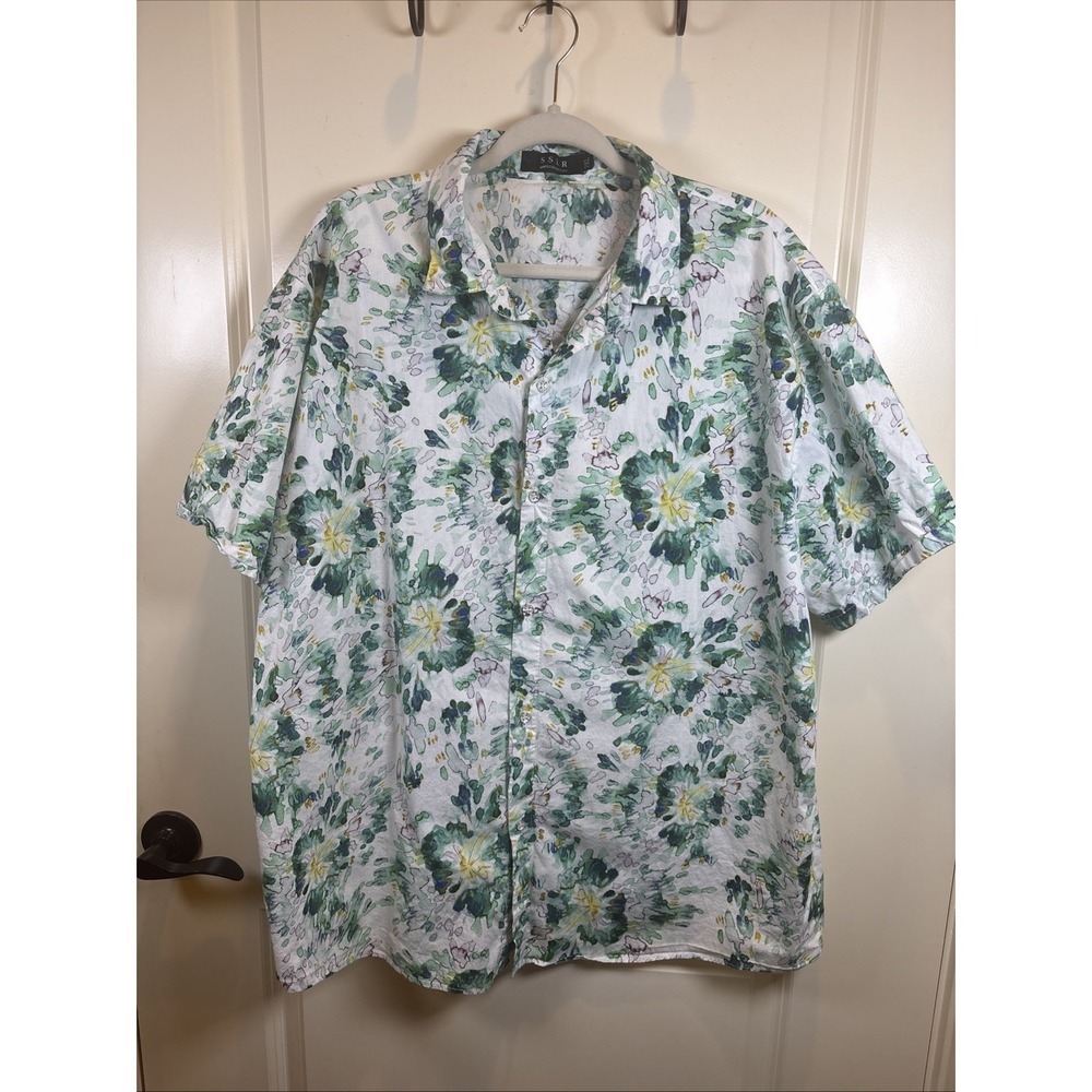SSLR Mens‎ Size 2XL 100% Cotton Top Floral Tropical Resort Shirt